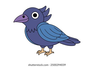 Diseño de dibujos animados, Clipart y líneas de Ilustración vectorial de cuervos de pájaro para micro stock