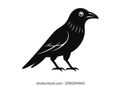 Bird Crow Vector Illustration Cartoon, Clipart, and Line Art Design for Micro stock