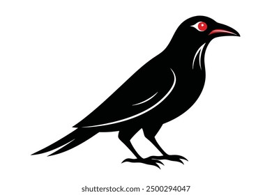Bird Crow Vector Illustration Cartoon, Clipart, and Line Art Design for Micro stock