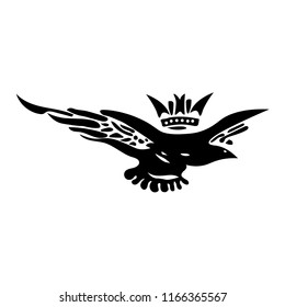 bird and crown vector logo or t shirt print on white background