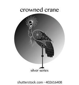 Bird Crowned Crane. Vector illustration.