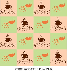 bird and a cup of coffee, coffee card