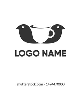 bird and cup logo design, vector