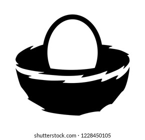 Bird cup nest with one egg or 401k retirement account flat vector icon for nature apps and websites