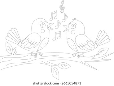 Pájaro lindo divertido para colorear página