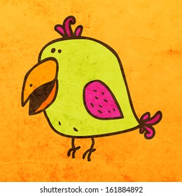 Ave. Ilustración de vectores de tracción manual, fondo de textura de papel de vintage