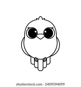 bird cute outline drawing suitable for coloring books for children black and white educational preschool activity sheet vector isolated