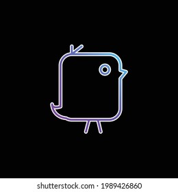 Vogel des gerundeten Rechteckwinkels Form blauer Farbverlauf-Vektorsymbol