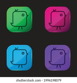 Bird Of Cute Rounded Rectangular Shape four color glass button icon