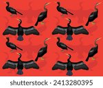 Bird Darter Anhinga Cute Seamless Wallpaper Background