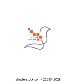 Bird data logo design vector, technology, connect.
