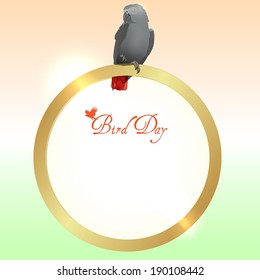 Bird Day  vector background.  African Grey Parrot (Jaco)