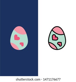 Bird, Decoration, Easter, Egg, Heart  Icons. Flat and Line Filled Icon Set Vector Blue Background. Vector Icon Template background