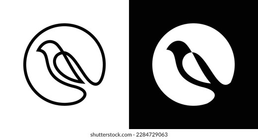bird design in circle logo line icon vector illustration