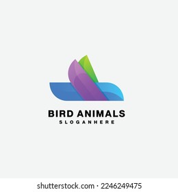 bird design gradient color logo template 