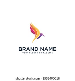 bird design logo in full color vector style template