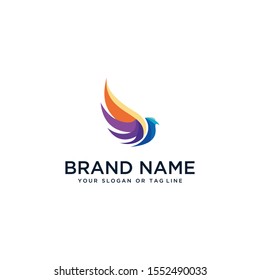 bird design logo in full color vector style template