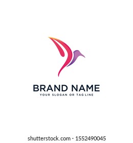 bird design logo in full color vector style template