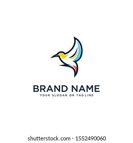 bird design logo in full color vector style template