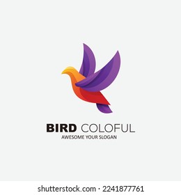 diseño de pájaro logotipo degradado colorido