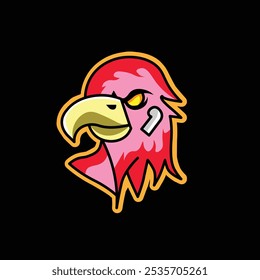 bird design logo illustration with pink color suitable to flamingo, eagle, falcon your gaming logo