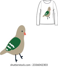 a bird design on a girls t-shirt .you can do it print with embroidery as you like or you can customize.