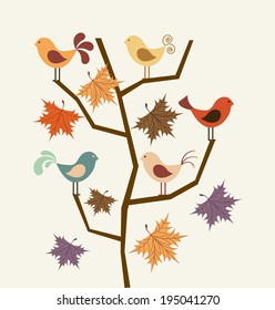 Bird design over beige  background, vector illustration