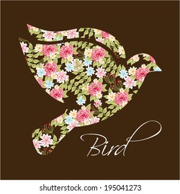 Bird design over brown background, vector illustration