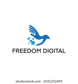 bird with digital hand wings logo design	