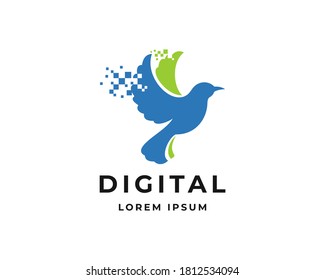 Bird Digital Logo Design Template