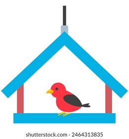 Bird dining platform vector cartoon illustration isolated on a white background.