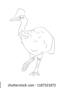 bird dinosaur drawing lines, vector, white background