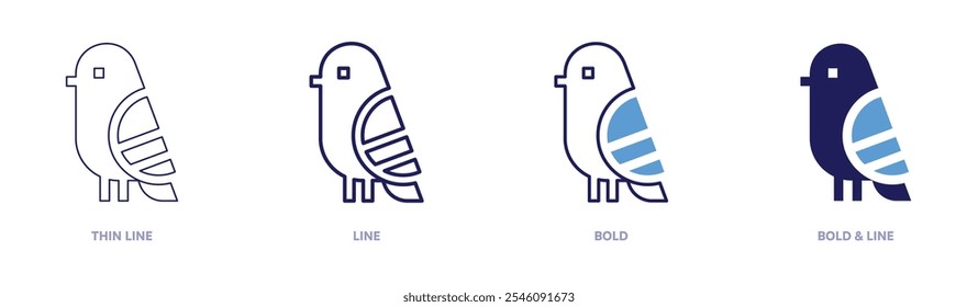 Bird diversity icon in 4 different styles. Thin Line, Line, Bold, and Bold Line. Duotone style. Editable stroke.