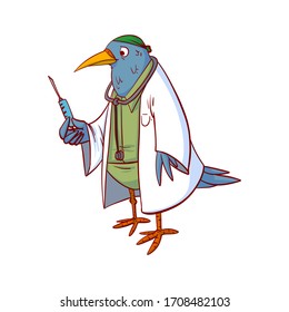 Bird doctor colorful vector illustration
