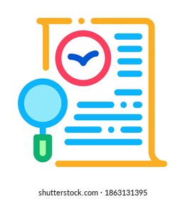 Icono de investigación de lista de documentos de aves Vector de línea delgada. Página De Papel De Documento Y Equipo De Magnífico, Pictograma Lineal Concepto De Herramienta Lupa. Ilustración de símbolo de contorno aislado de color