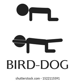 Bird dog exercise vector pictogram, isolated simple icon.