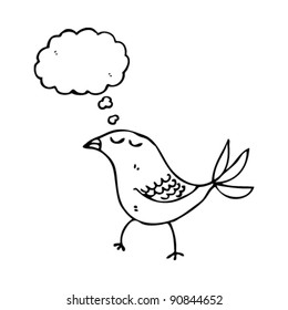 bird doodle cartoon with thought bubble