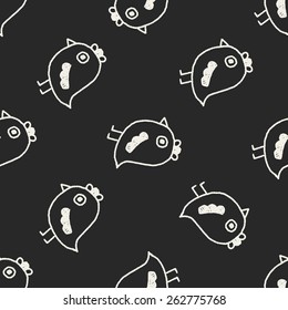 bird doodle drawing seamless pattern background