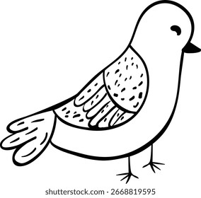 Pájaro en estilo simple doodle sobre fondo blanco ilustración