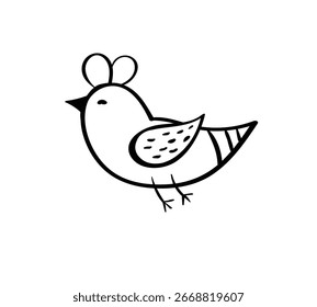 Pájaro en estilo simple doodle sobre fondo blanco ilustración