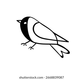 Pássaro em estilo simples de doodle na ilustração de fundo branco