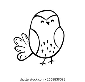 Pássaro em estilo simples de doodle na ilustração de fundo branco