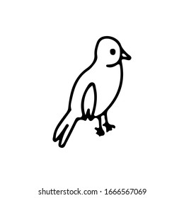 Bird in doodle style on an isolated white background. Stock vector illustration.