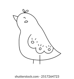 Pássaro no estilo doodle. Vetor, sobre fundo branco