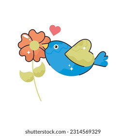 Bird doodle vector outline Sticker. EPS 10 file