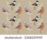 Bird Dotterel Cartoon Cute Seamless Wallpaper Background