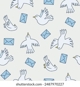 Bird Dove Envelope Vector Seamless Pattern illustration Design