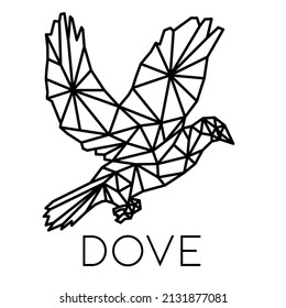 The bird Dove flying poly. polygon line dot design. vector illustration