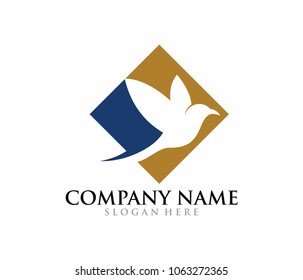 bird dove flying vector logo design template