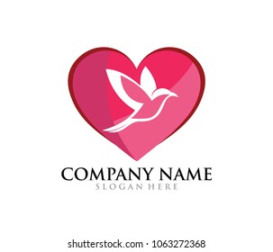 bird dove flying vector logo design template